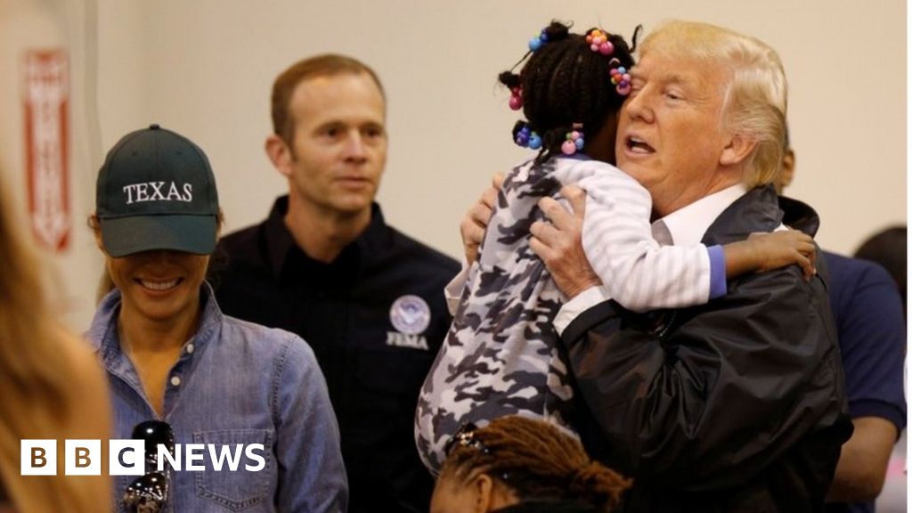 Trump hails hurricane relief efforts as he visits Texas