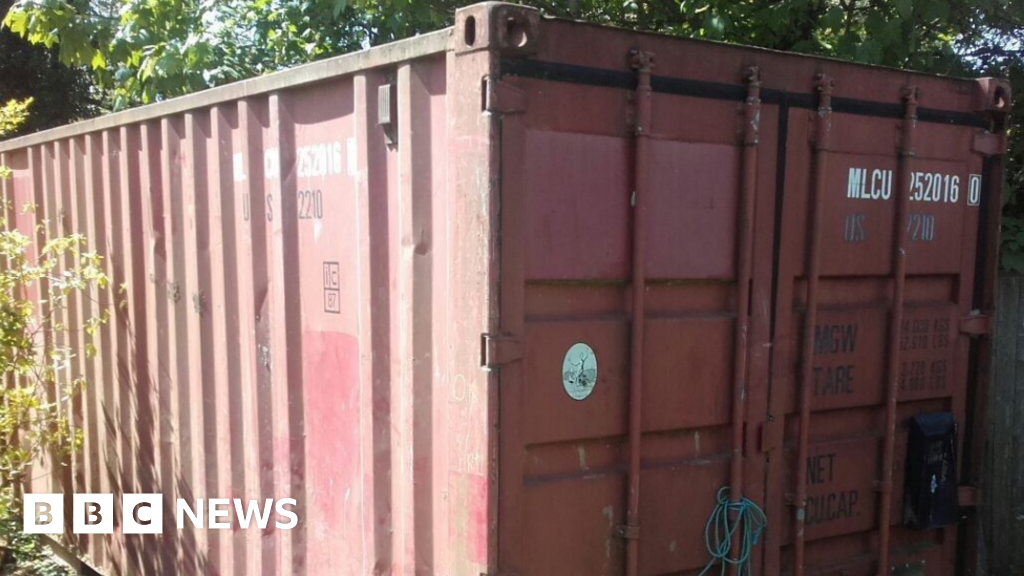 Shipping container dumped in Warmington garden 