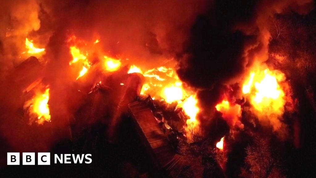 Ohio train: Huge fire breaks out after derailment
