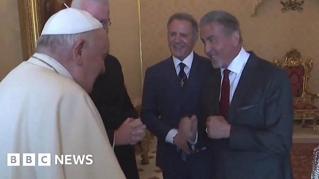 Shadow Boxes of Sylvester Stallone with the Pope