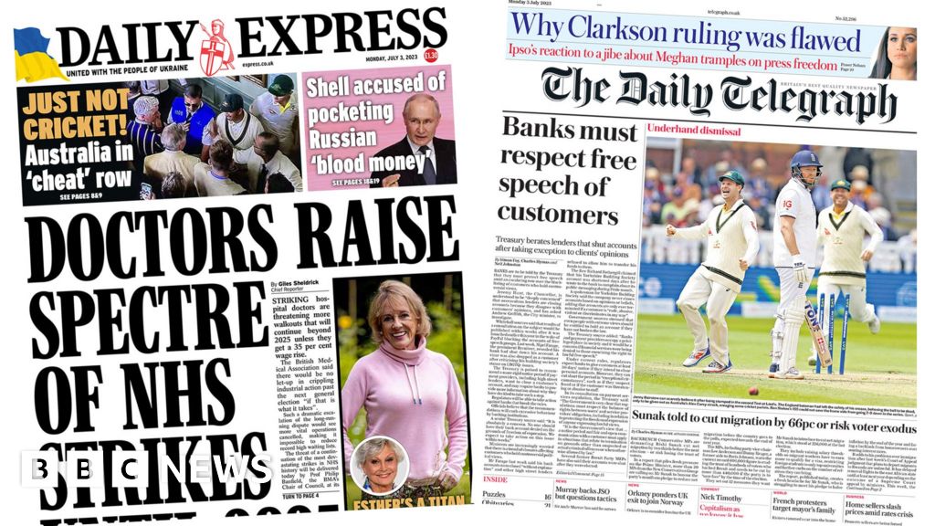 Newspaper headlines Banks free speech warning and 'strikes until 2025