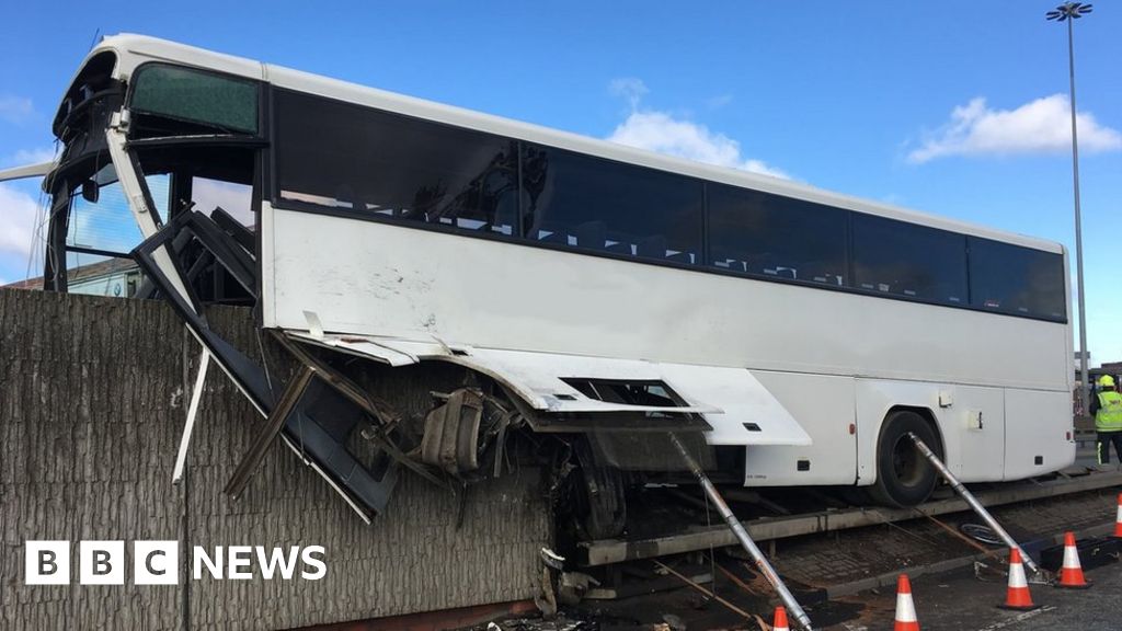 Coach crashes into wall closing part of A66 on Teesside