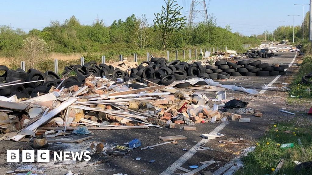 Fly-tippers fill Newport road with tyres and rubble 