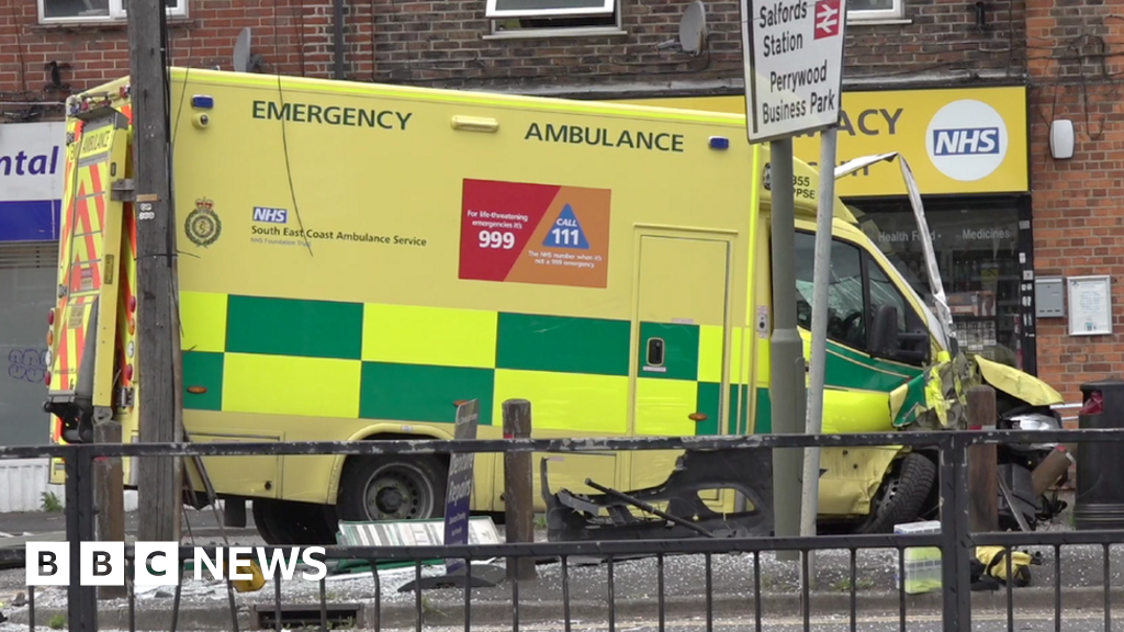 Salfords Pedestrian dies in ambulance crash BBC News