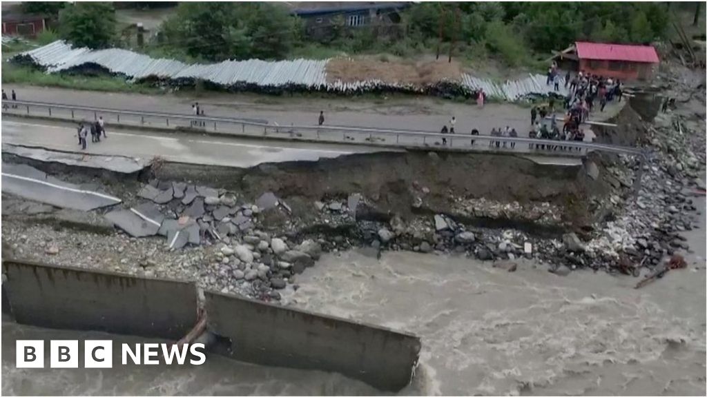 Large chunks of highway destroyed in India floods
