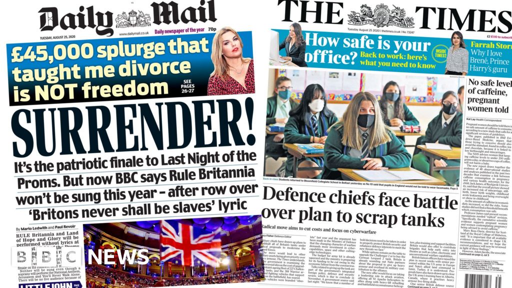 The Papers: BBC Proms 'no words row' and Army plan to 'axe tanks'
