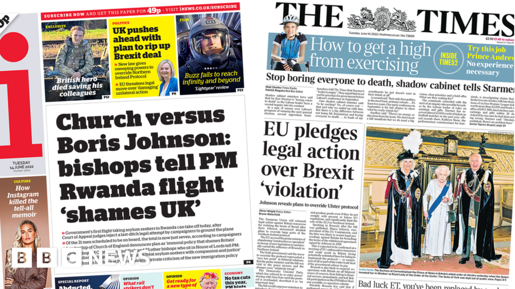 Newspaper headlines: Rwanda flight ‘shames UK’ and EU legal threat