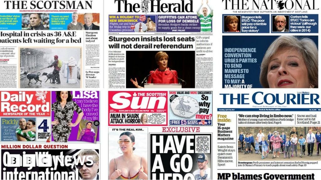 Scotland's papers: Sturgeon 'poll blow' and shark attack hero - BBC News