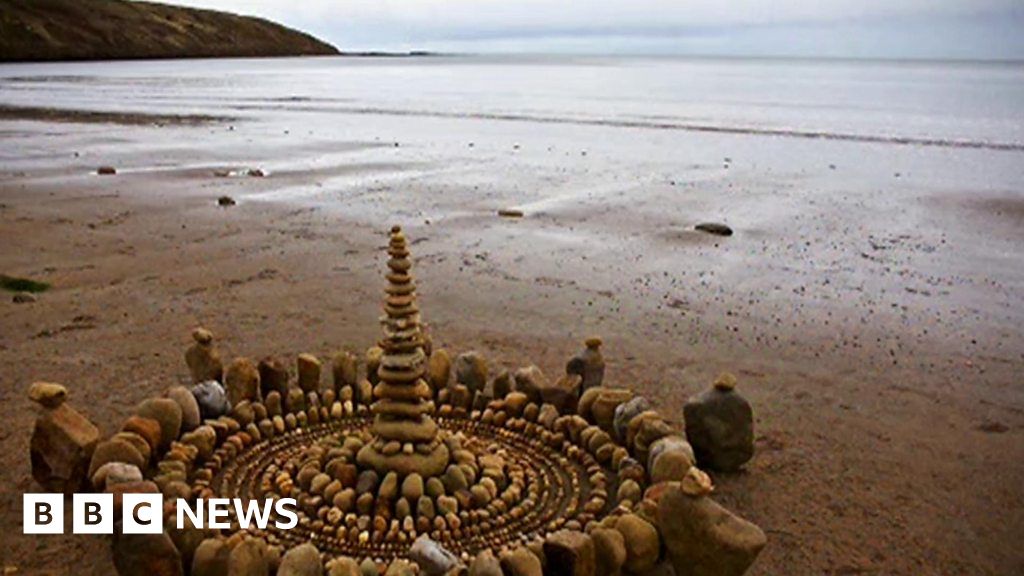 James Brunt Land art which disappears into the sea BBC News