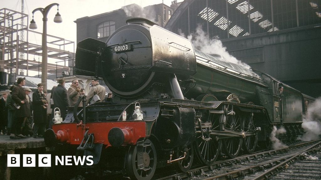 The Flying Scotsman in an engine shed in Bury