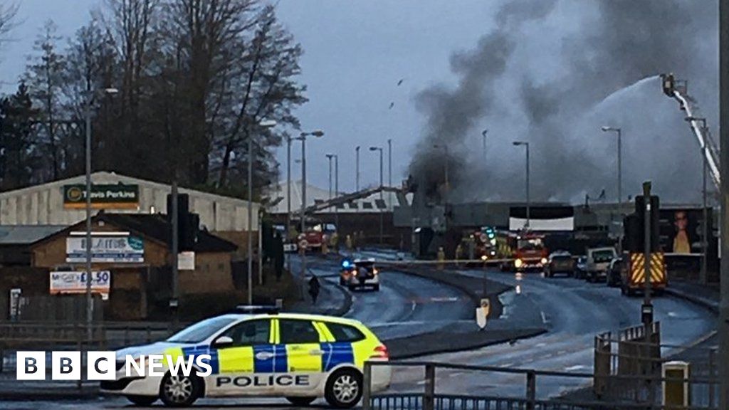 Greenock road closed by major factory fire BBC News