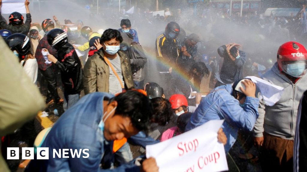 Myanmar coup: Police fire rubber bullets as protesters defy ban