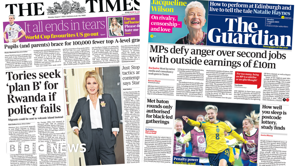 The Papers: 'Plan B on Rwanda' as 'MPs defy second jobs anger'