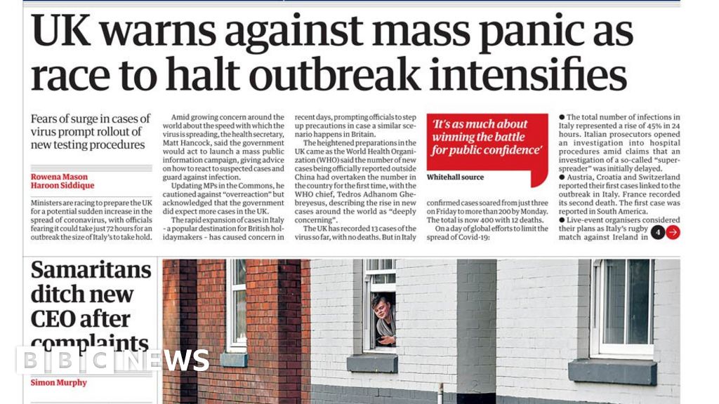 Headlines: Britain warns of coronavirus 'mass panic'