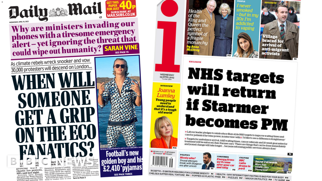 Newspaper headlines: Starmer’s NHS pledge and MPs’ anger over eco-protesters