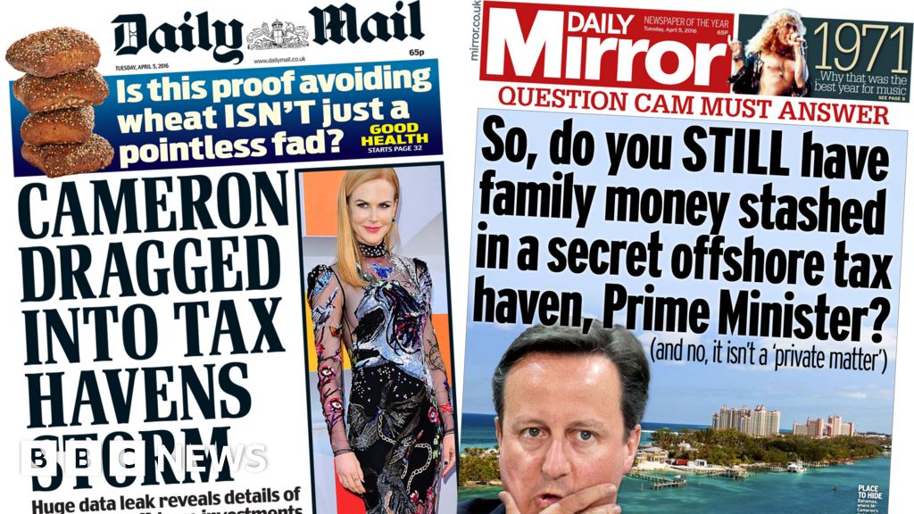 Newspaper Headlines Cameron Dragged Into Tax Scandal Bbc News 
