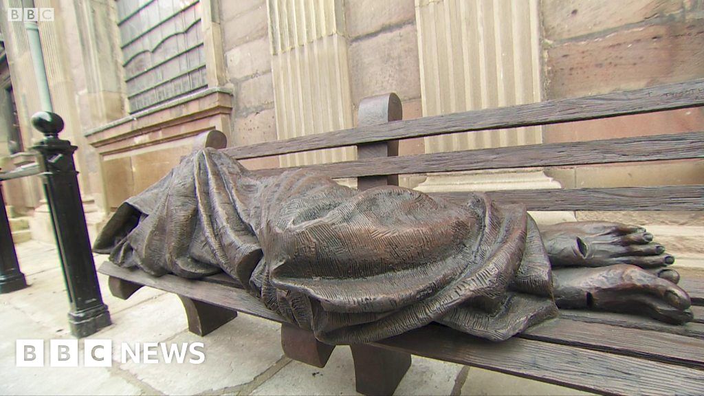 Homeless Jesus Christ Sculpture Unveiled In Manchester BBC News    101018367 P0657p3b 