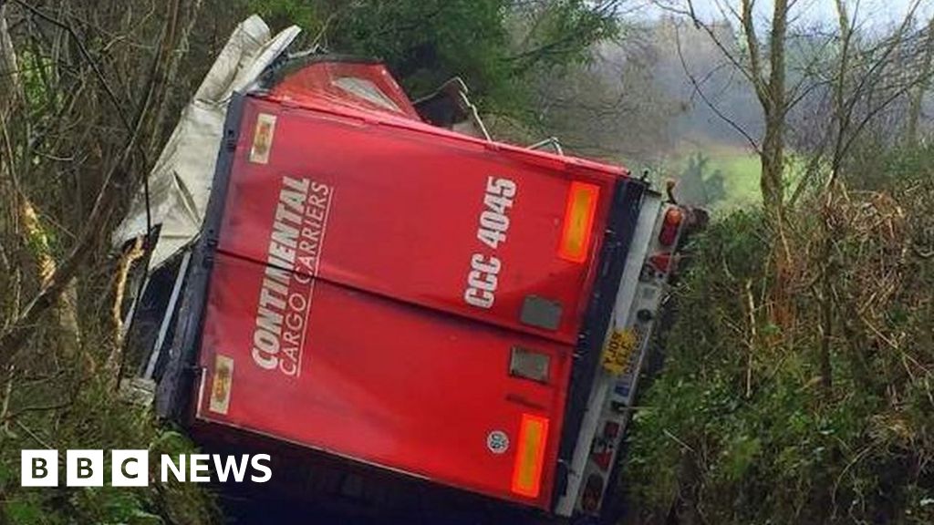 Sign appeal after lorry stuck in Monmouthshire lane 