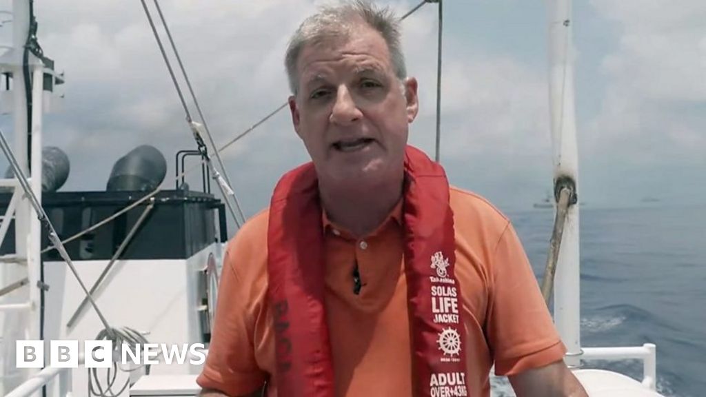 BBC on board Philippine ship hit by Chinese water cannons