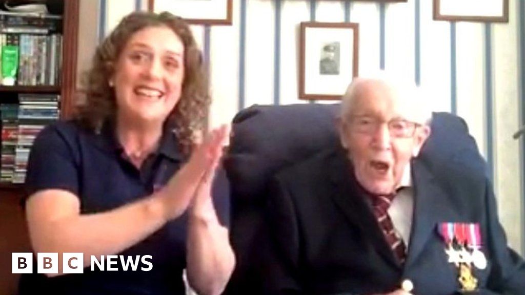 Coronavirus: army veteran Tom Moore finds out that he raised £5m for the NHS