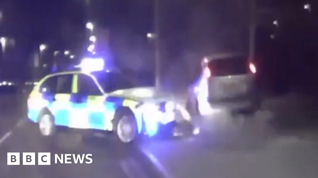 Leicester dangerous driver rammed off road by police car BBC News