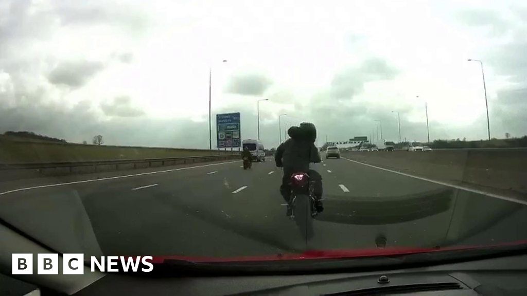 M1 'reckless' bikers caught on dashcam pulling wheelies