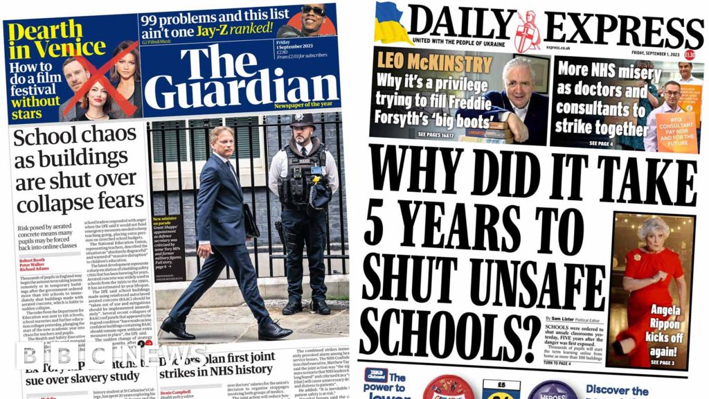 Newspaper headlines School closure chaos and misery for the NHS