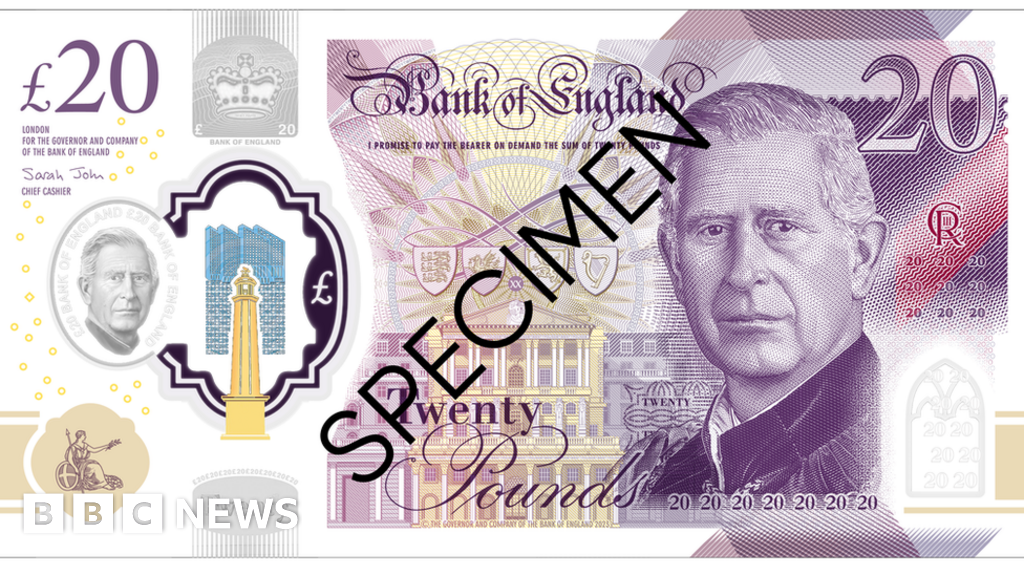 King Charles comes face to face with new banknotes - BBC News