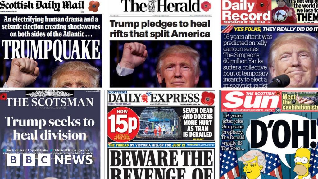 Scotland's papers: Simpsons' prediction and Trump's 'revenge' - BBC News