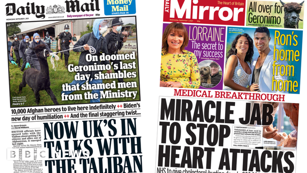 Newspaper headlines: UK in talks with Taliban and new 'miracle jab'