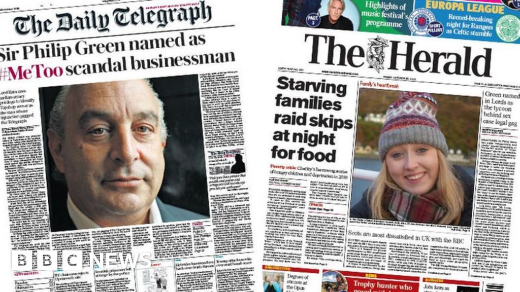 Scotlands Papers Scandal Boss Sir Philip Green Named Bbc News