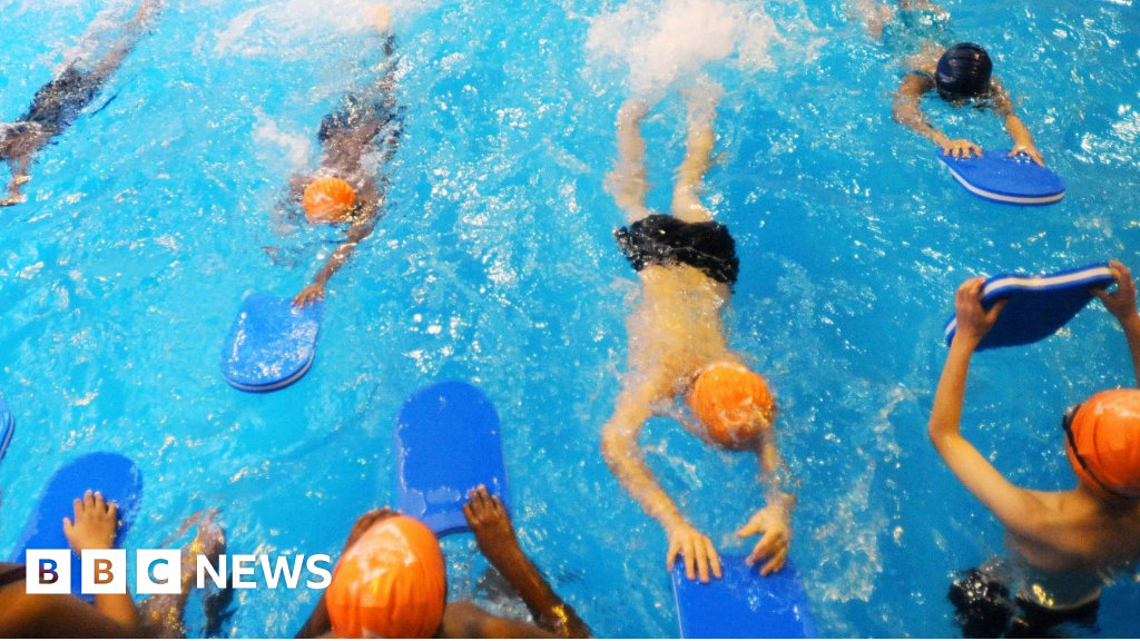 Wiltshire swimming pools recycle used flip flops and floats BBC News