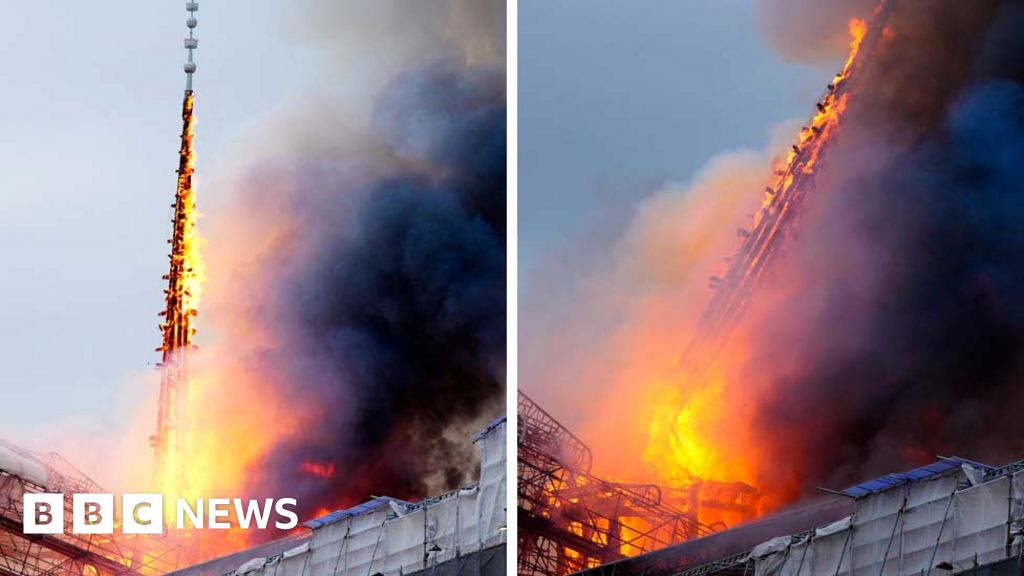 Incendio arrasa la histórica Bolsa de Copenhague