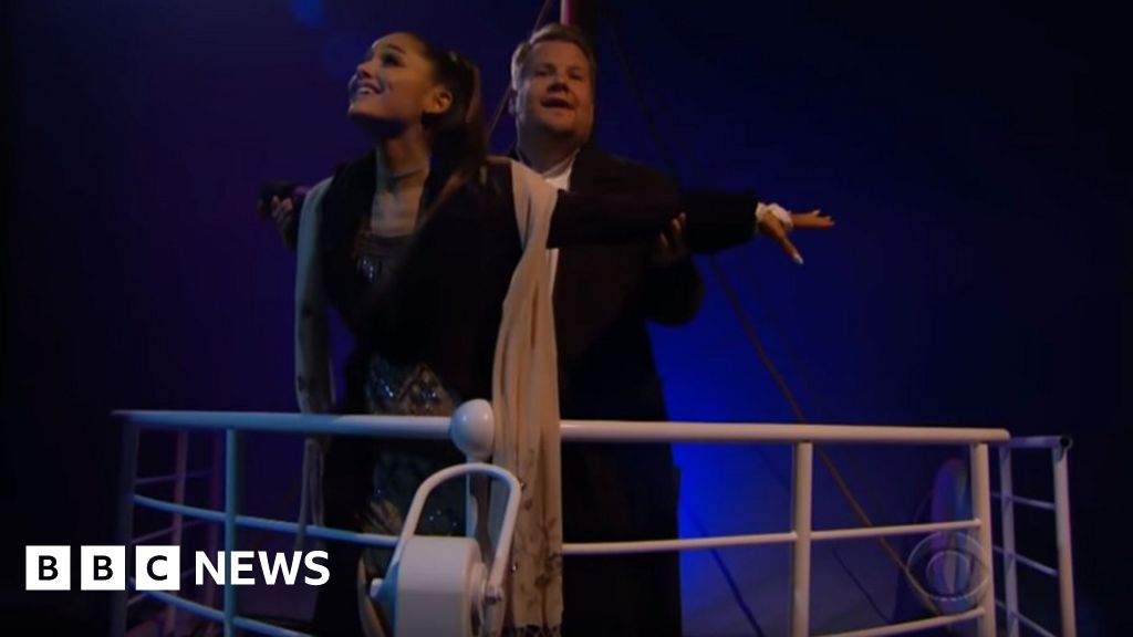 Ariana Grande And James Corden Re Enact Titanic Love Story Bbc News