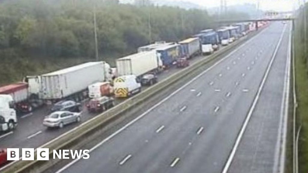 m62 two men die in motorbike crash and bridge incidents bbc news