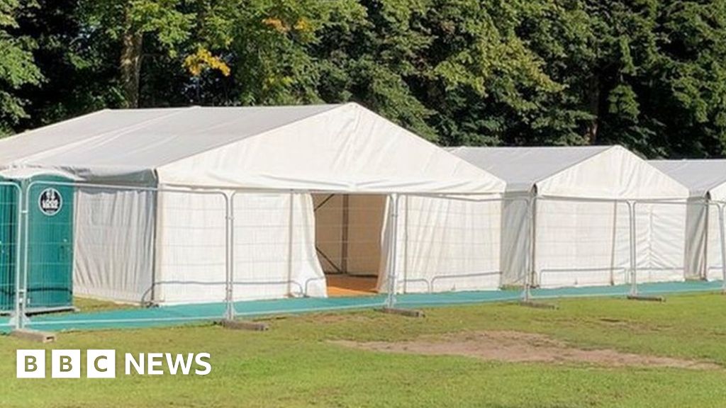 temporary classrooms and portaloos