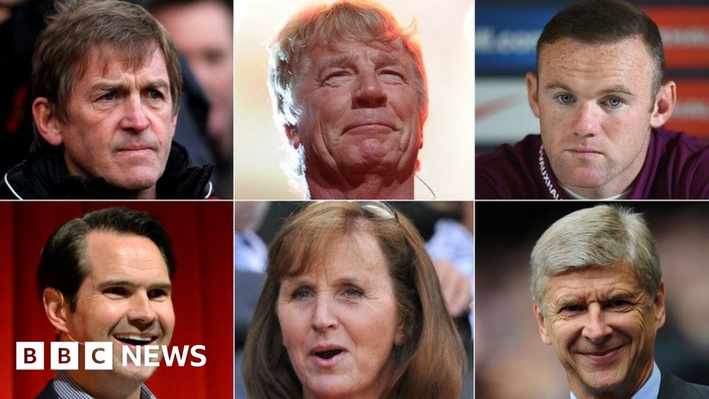 Clockwise from top left: Kenny Dalglish, Rick Parfitt, Wayne Rooney, Jimmy Carr, Lady Ann Redgrave, Arsene Wenger