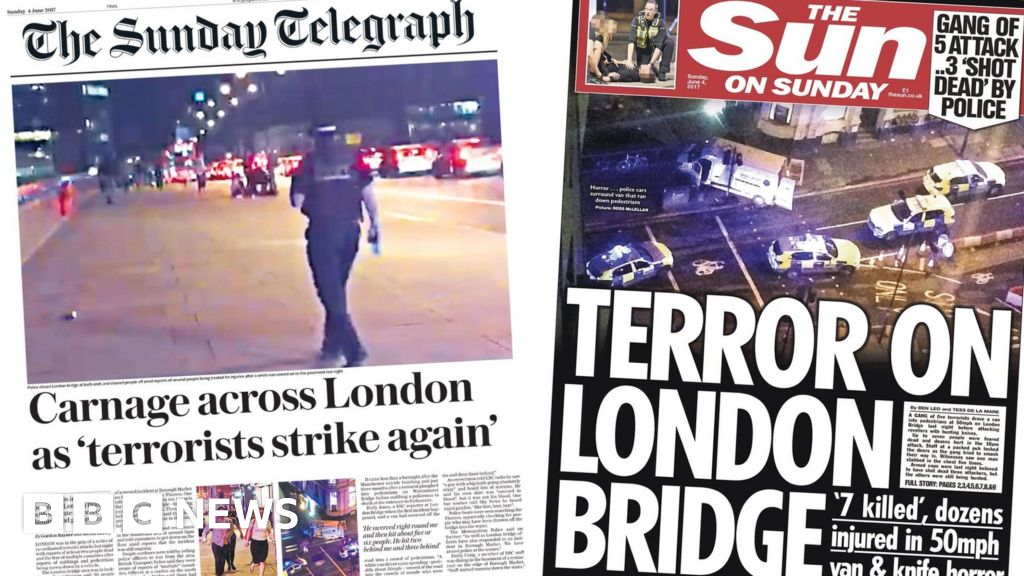 Newspaper headlines Papers react to London attack BBC News