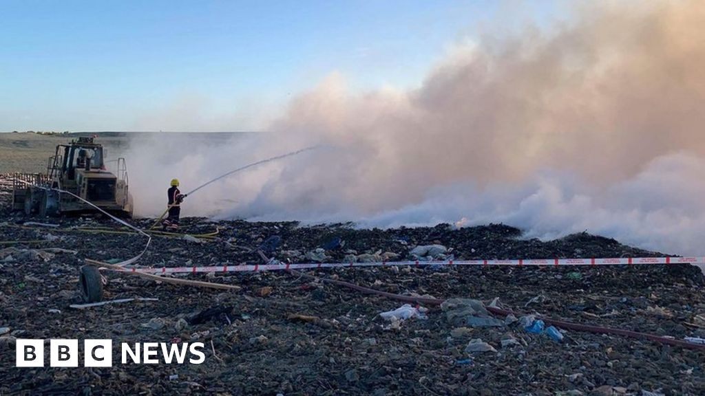 Milton landfill site blaze tackled by firefighters BBC News