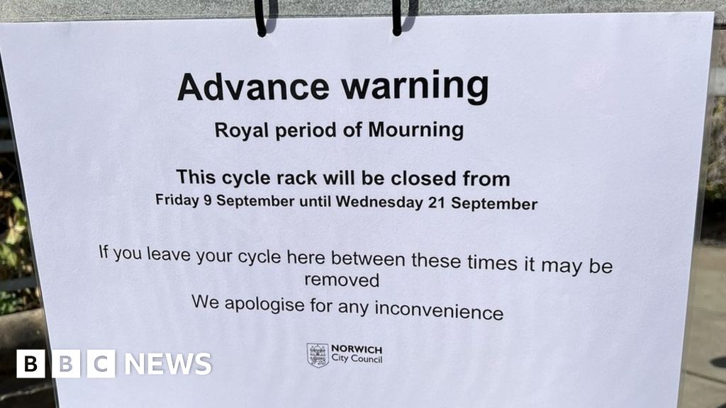 Norwich royal mourning bike rack closure signs altered after confusion
