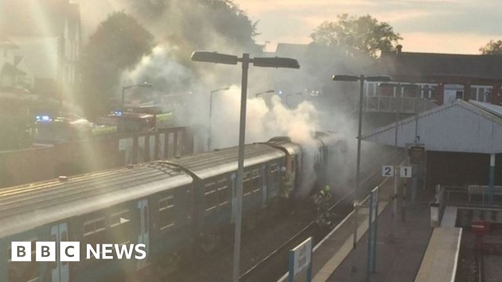 Caerphilly train fire Passengers evacuated at station BBC News