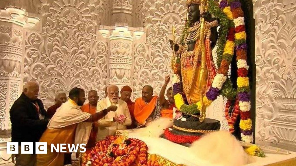 Watch Indian Pm Modi Inaugurates Temple In Ayodhya Bbc News