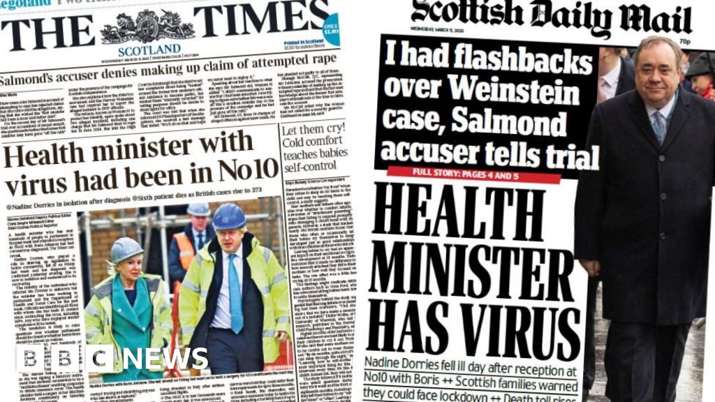 Scotland's papers UK health minister diagnosed with coronavirus