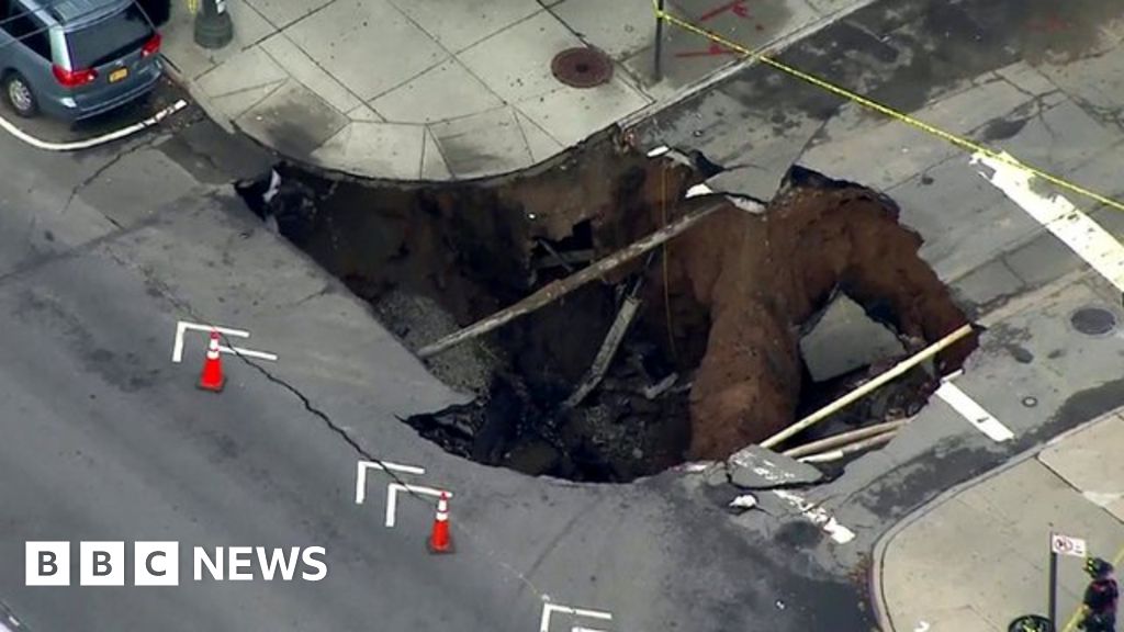 Gaping Sinkhole Opens Up In Brooklyn New York Bbc News