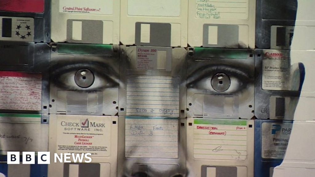 Obsolete floppy disks and VHS tapes turned into art BBC News