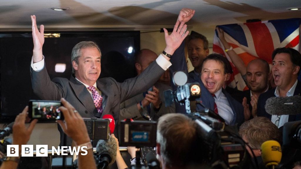Nigel Farage celebrating