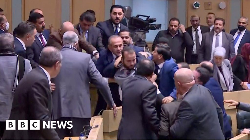 Jordan MPs fighting in parliament session live-streamed on local television