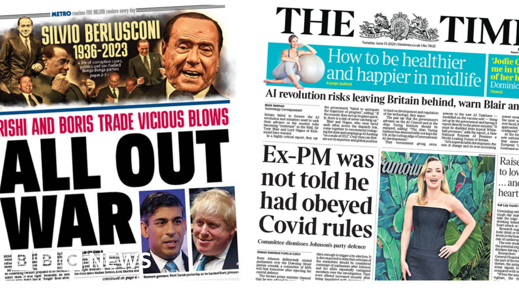 Newspaper headlines: ‘Boris and Rishi at war’ and ‘Partygate report due’