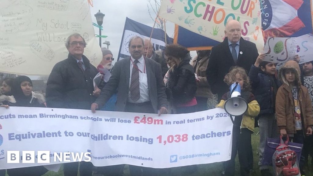 Protests at Birmingham schools over funding cuts BBC News