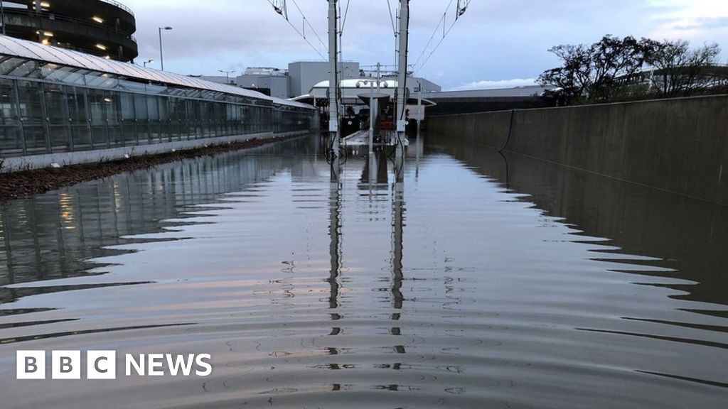 Flooded tram line